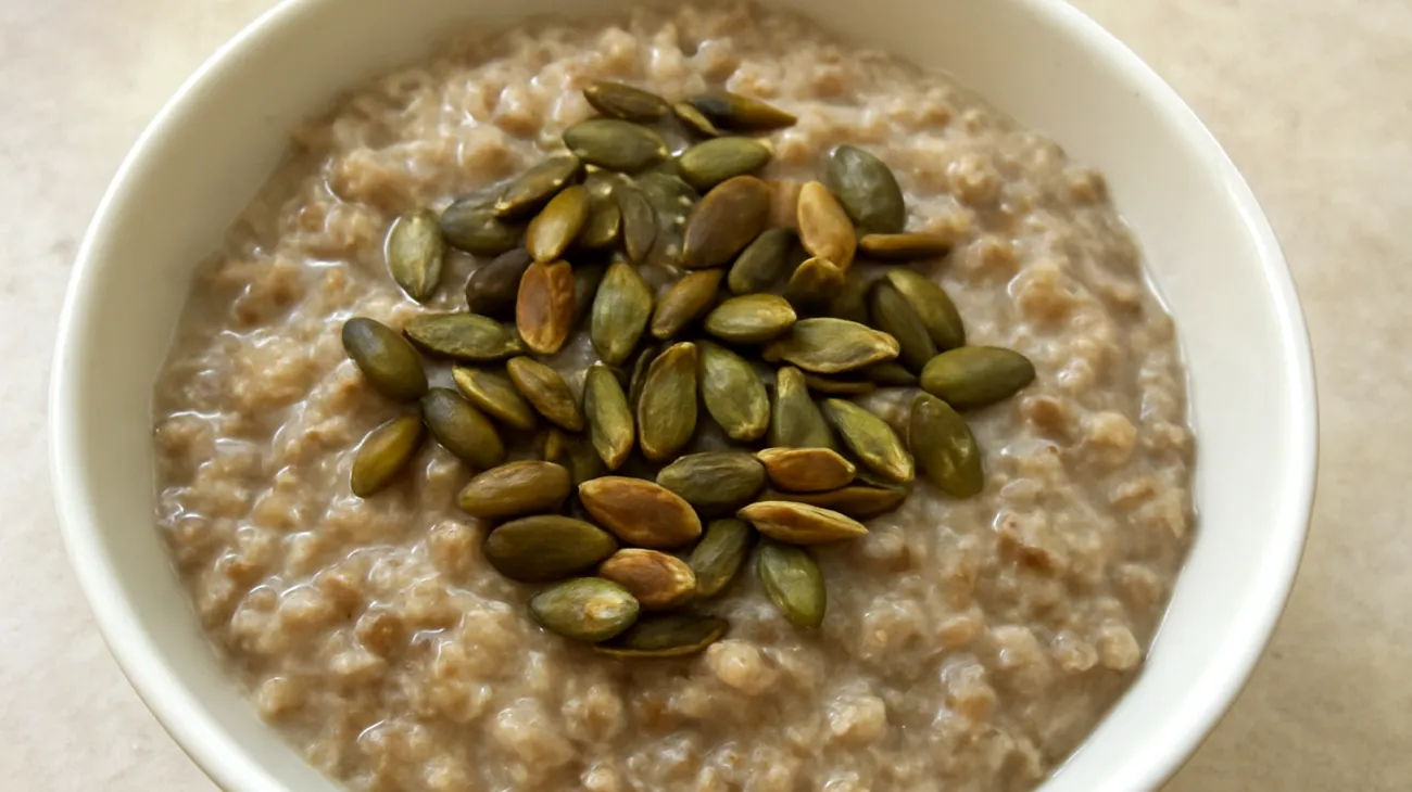 Buchweizen-Porridge mit Ashwagandha und gerösteten Kürbiskernen"