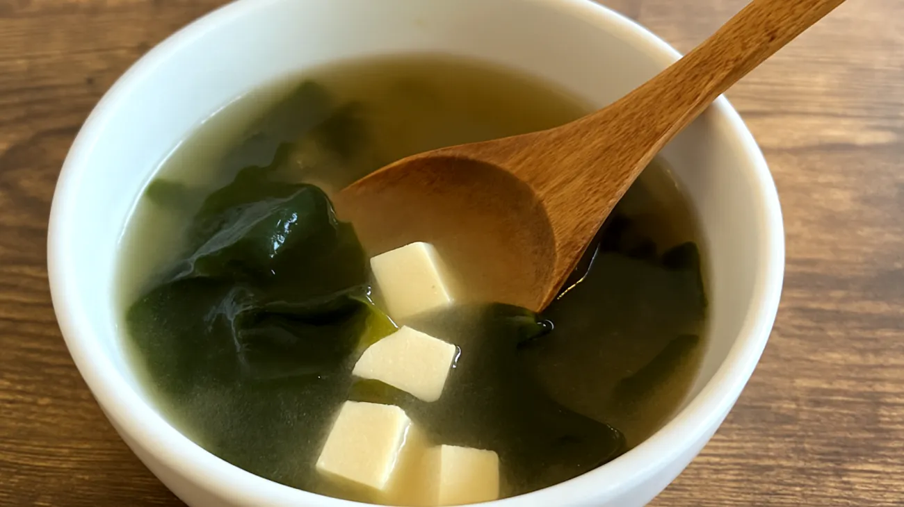 Miso-Suppe mit Wakame-Algen und Tofu"