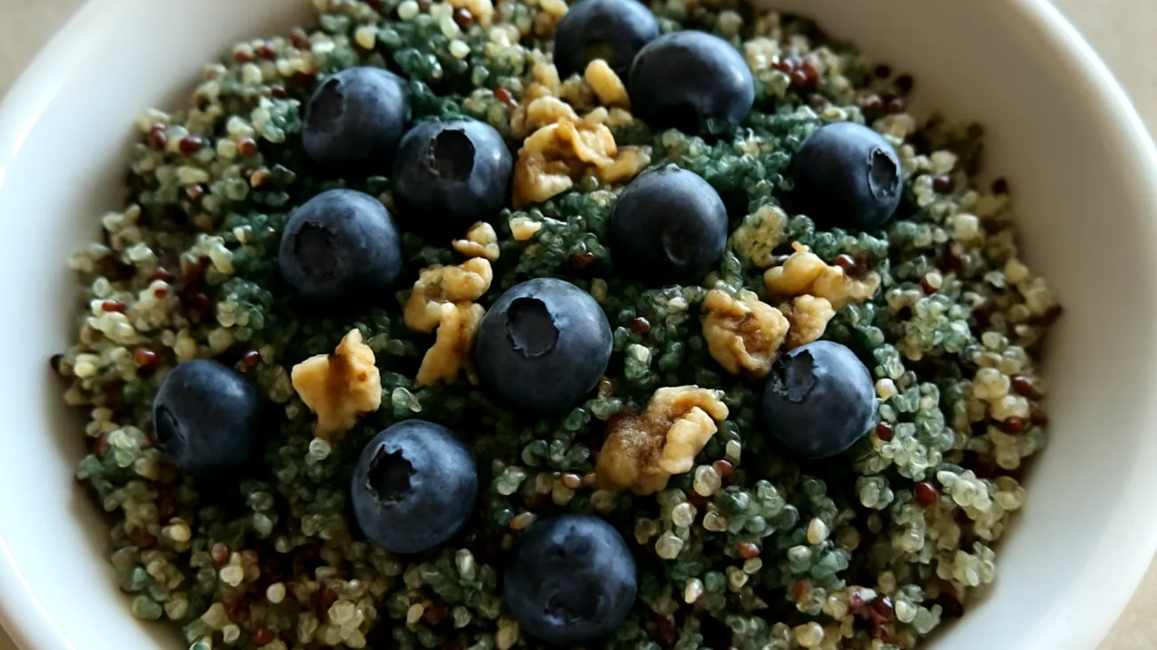 Quinoa-Salat mit Walnüssen, Blaubeeren und Spirulina"